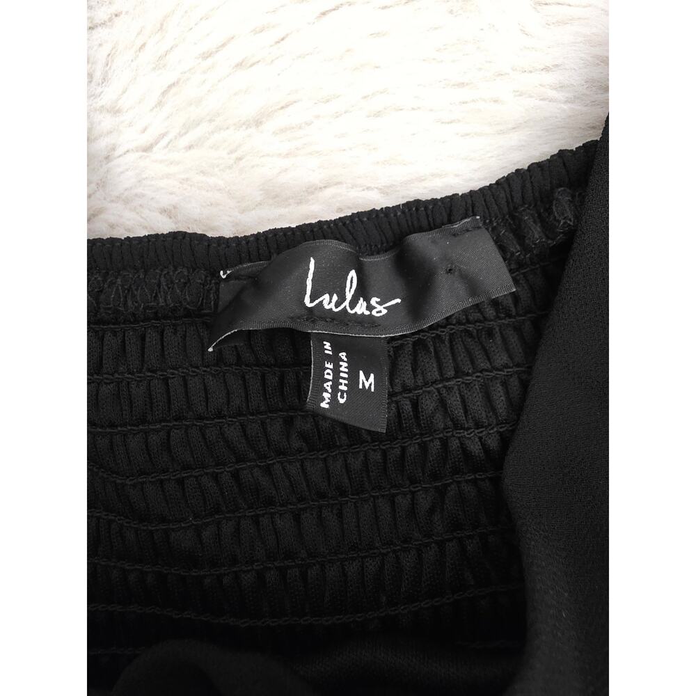 Lulus Midnight Mood Black Tiered Open Back Slit Chiffon A Line Maxi Dress Medium - Picture 12 of 12